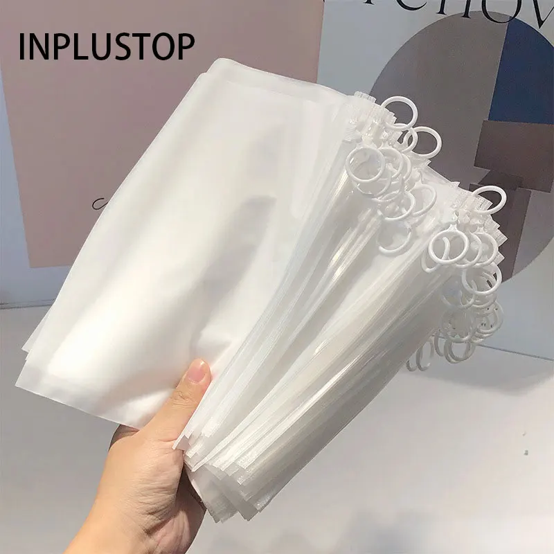 INPLUSTOP 50Pcs Portable Travel Masks Storage Bags Custom Matte Zipper Lock Self Seal Plastic Frosted Cosmetics Socks Zipper Bag