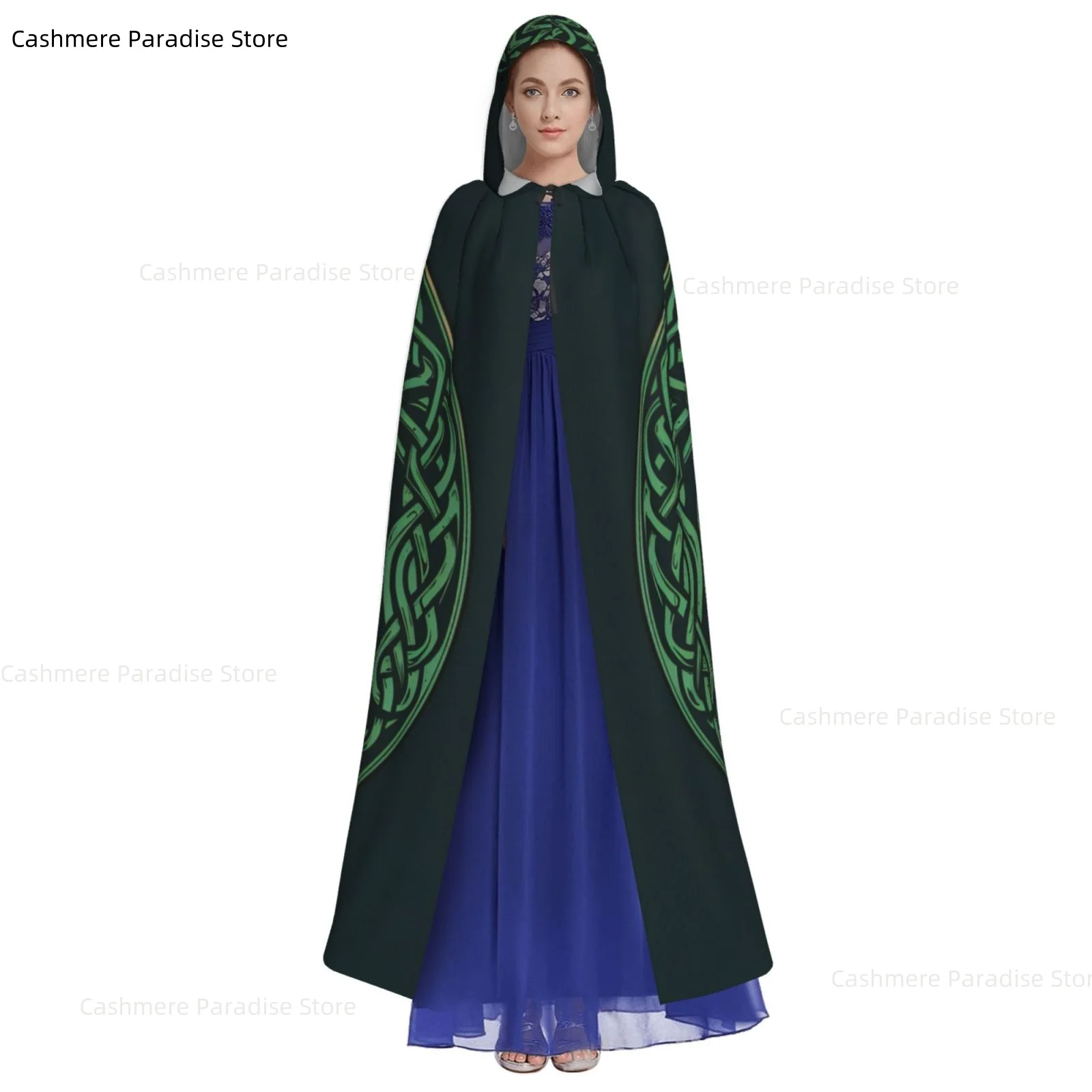 Tree of Life Celtic Adult Cloak Cape Hooded Medieval Costume Witch Wicca Vampire Elf Purim Carnival Party