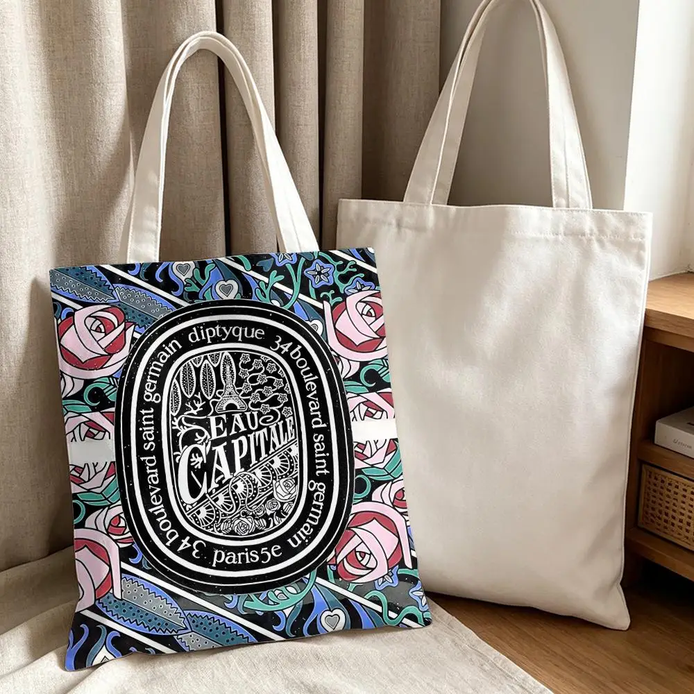 Luxury D-Diptyques Storage Bags Canvas Tote Bag Women Large Capacity Reusable Eco Shopping Bag Shoulder Handbag