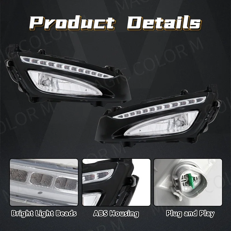 LED Fog Lamp For Kia K5 Optima 2010 2012 2013 DRL Daytime Running Light Auto Front Bumper Black Bezel Covers Car Accessories