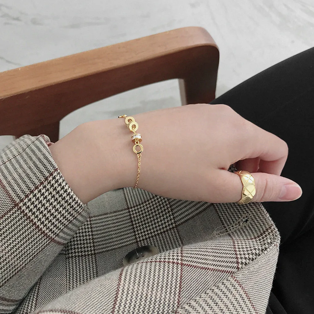 ANDYWEN 2020 925 Sterling Silver Gold Zircon Charm Bracelet Adjustable Women Fashion Fine Jewelry 2021 Wedding Simple Women