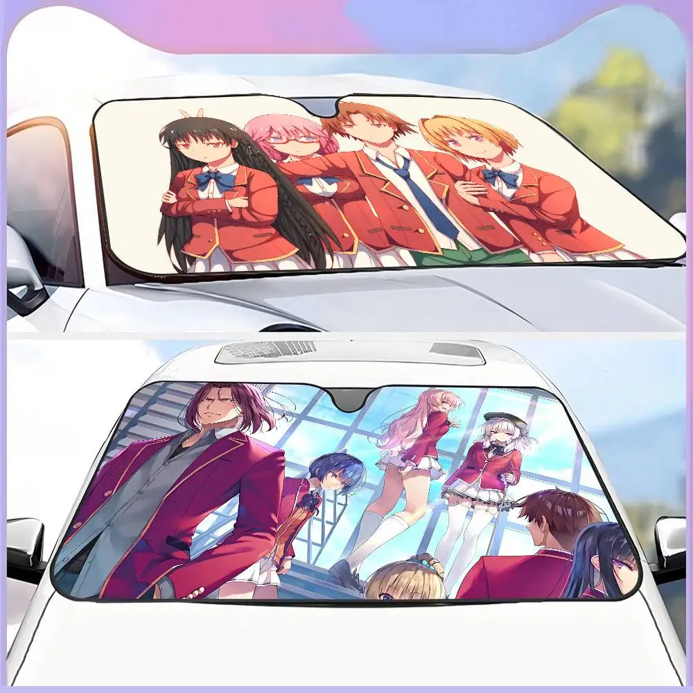 Anime Classroom Of The Elite Car Solar Protection Heated Sunshade Car Window Windscreen Cover Sun Shade Auto Sun Visor