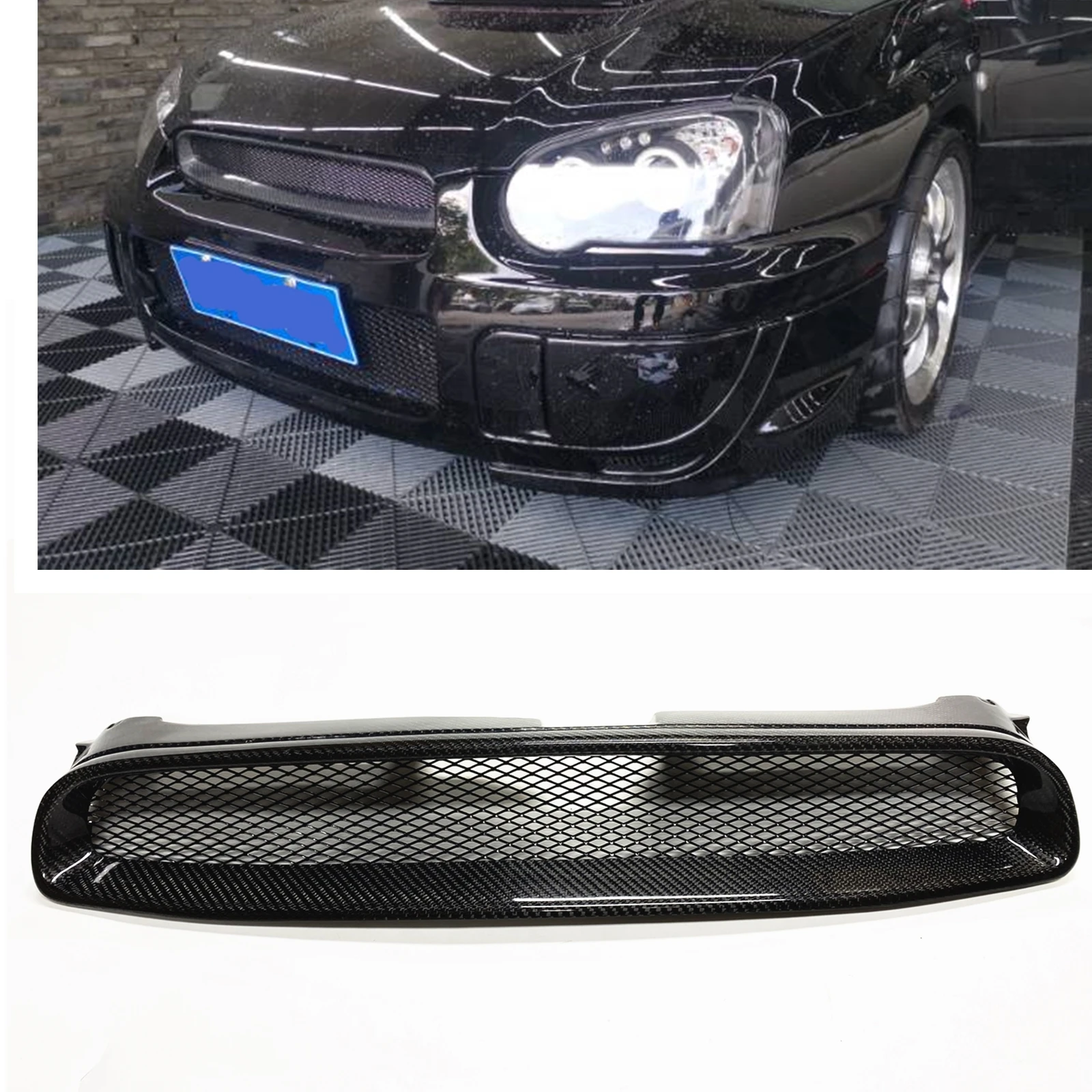 

Carbon Fiber Car Front Upper Bumper Hood Grill Grille Mesh Body Kit Grid Auto Part For Subaru Impreza 8th 2004-2005