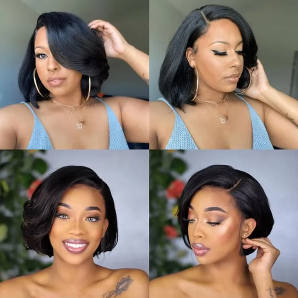 Straight Pixie Cut Wigs Human Hair Transparent Lace Front Human Hair Wig Short Bob Wig 13x4 Lace Frontal Wig Brazilian Hair