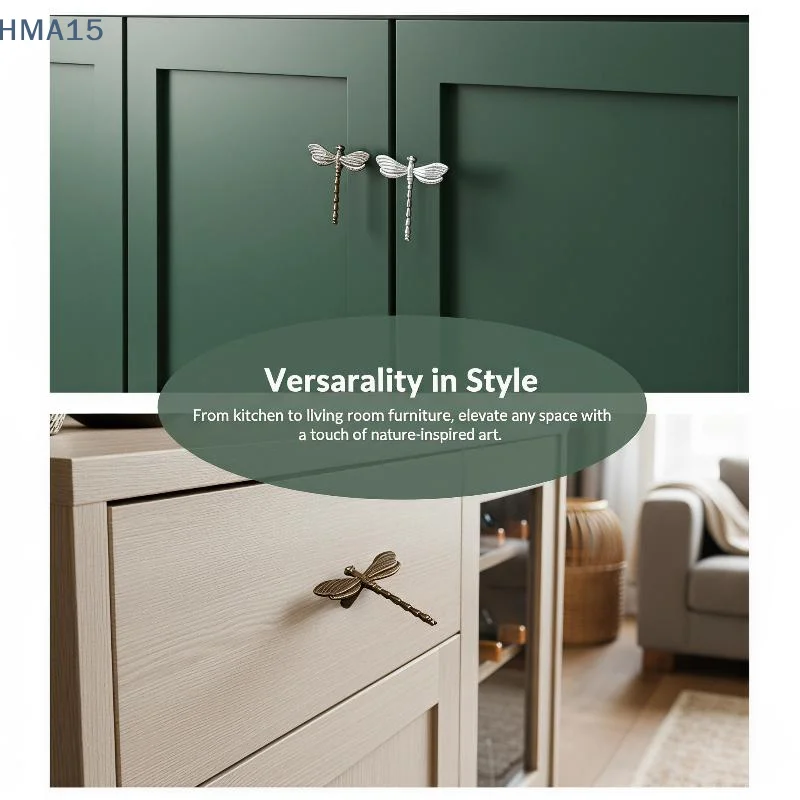 【YA】Retro Dragonfly Shape Cabinet Drawer Knobs Vintage Metal Furniture Handles for Kitchen Wardrobe Dresser Home Decor