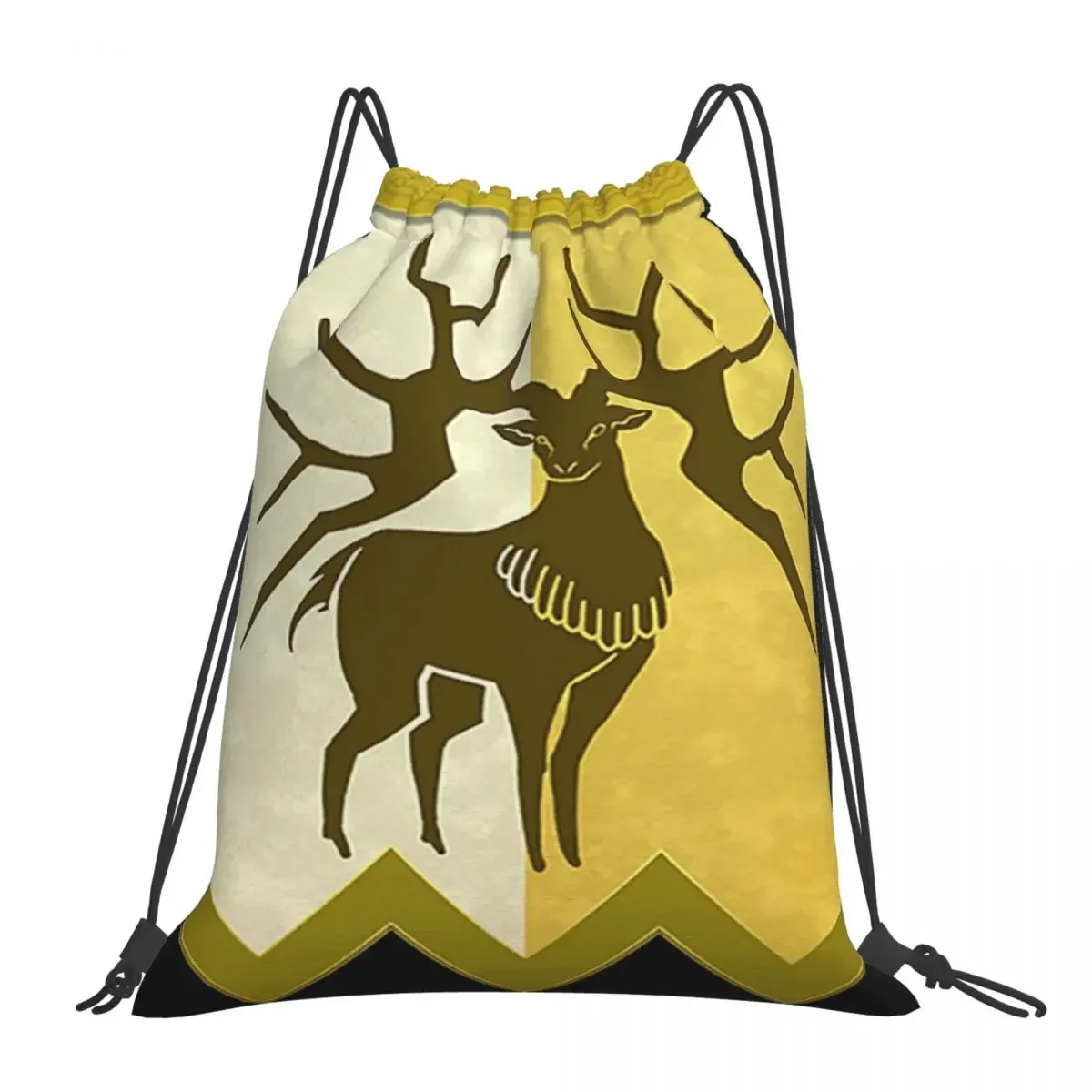 

Golden Deer Emblem Backpacks Fashion Portable Drawstring Bags Drawstring Bundle Pocket Sundries Bag BookBag Man Woman Students