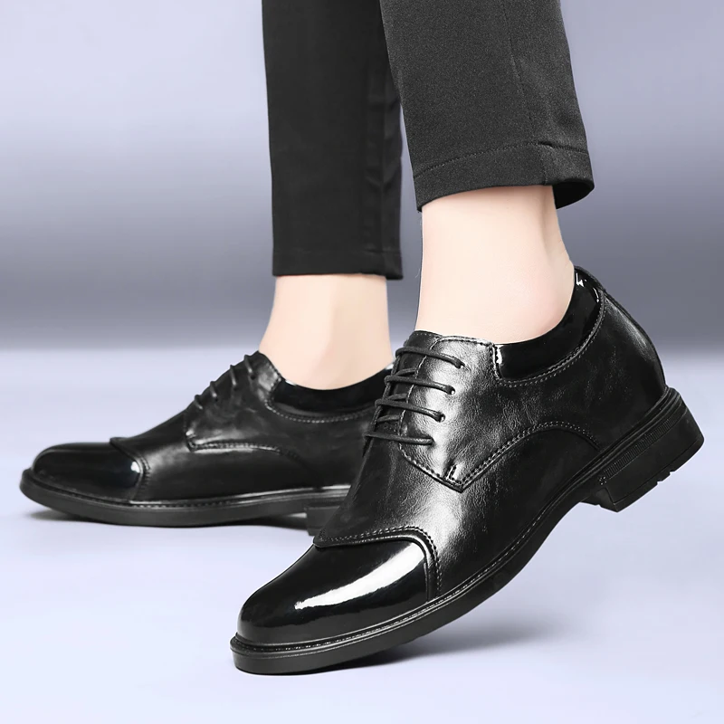 Zapatos de negocios para hombre, impermeables, de tacón bajo, antideslizantes y duraderos, que aumentan la altura en 6/8 centímetros.