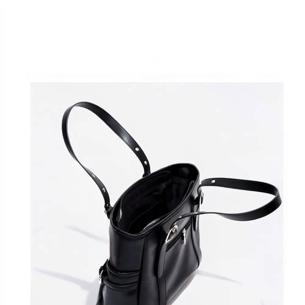 Minimalist Black Tote Bag For Women Large Capacity Shoulder Handbag 2025 New Style Street Fashion Commuter Office Daily Casual