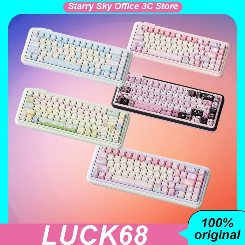 Luck68 Mechanical Keyboard Wireless 3mode Aluminum Alloy 65% Configurations 68keys Customized Gaming Keyboard Laptop Accessories