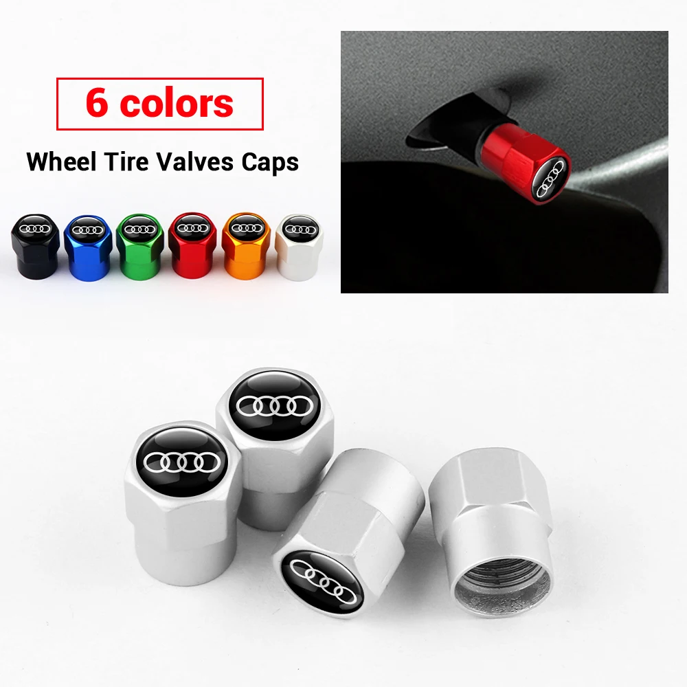 4pcs Aluminum Car Styling Wheel Tire Valve Cap Dust Cover For Audi S Line A5 C6 C5 A1 A7 Q2 Q3 TT B5 B6 A3 8P 8V 8L RS3 RS5 RS4