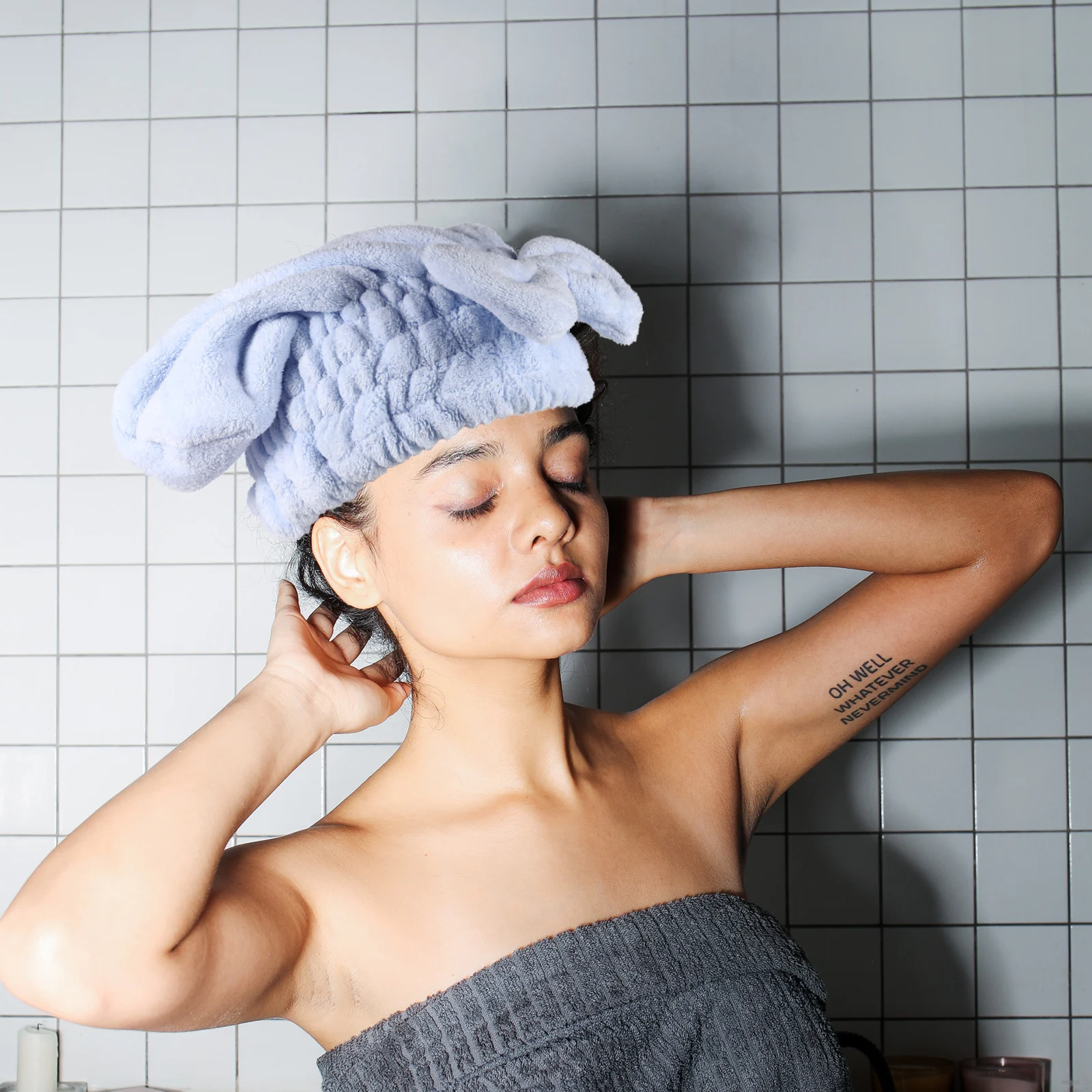 

Thickened Coral Fleece Dry Hat Elastic Absorbent Bath Cap Bowknot Design Shower Hair Towel Wrap Fast Drying Gentle Material