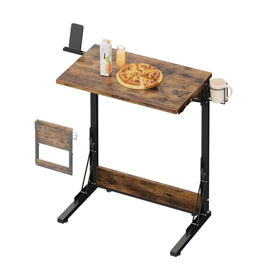 24 طاولة تلفزيون قابلة للطي، طاولة نهاية قابلة للطي على شكل حرف C للأريكة، صينية عشاء تلفزيون مع حامل أكواب، مكتب كمبيوتر محمول صغير بجانب الأريكة #1