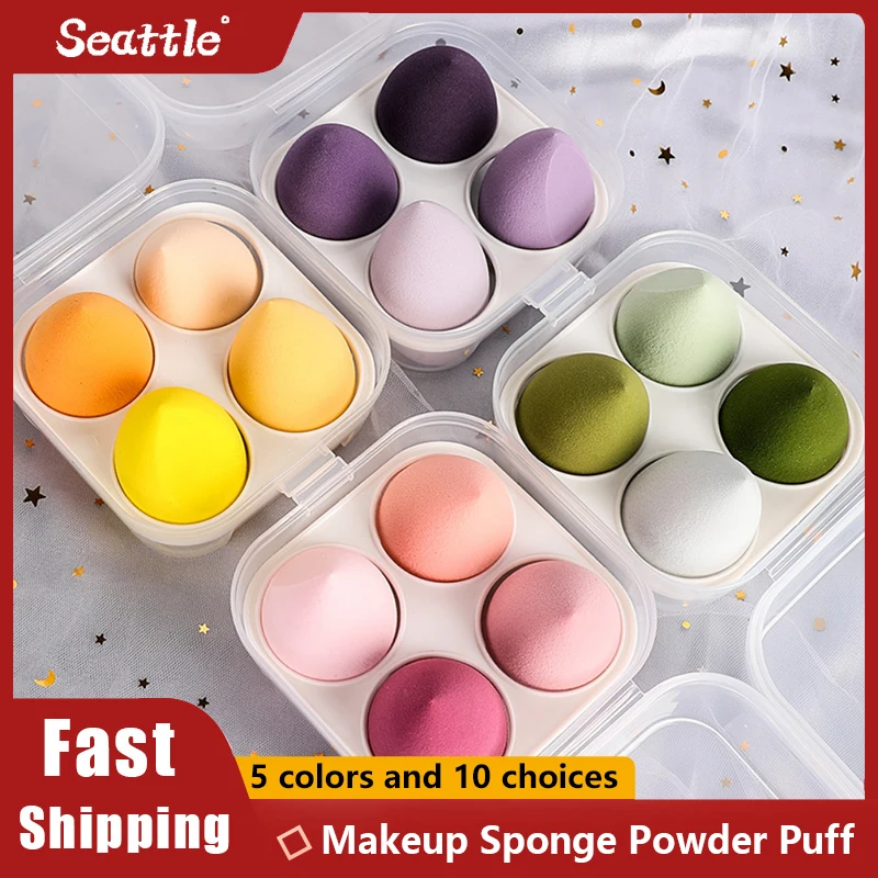 4/8pcs Makeup Sponge Powder Puff Dry and Wet Combined Beauty Cosmetic Ball Foundation Powder Puff Bevel Cut Make Up Sponge Tools