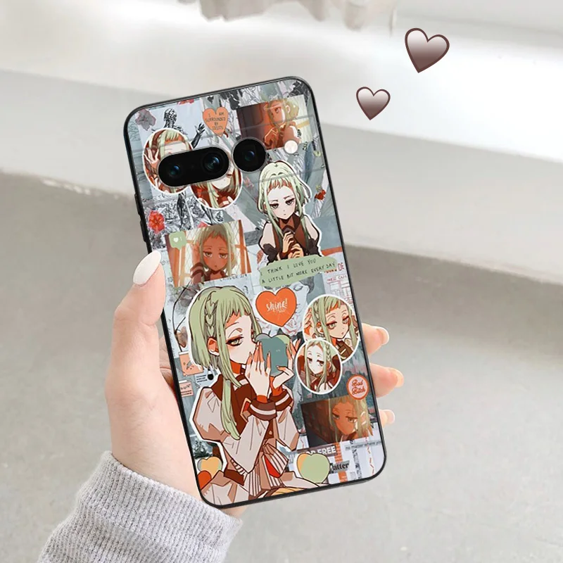 Black Matte Phone Case For Moto Edge 30 40 20Pro G200 One Fusion Anime Jibaku Shounen Hanako-kun Pixel 8a 7a 6a 7 8 6 Soft Cover