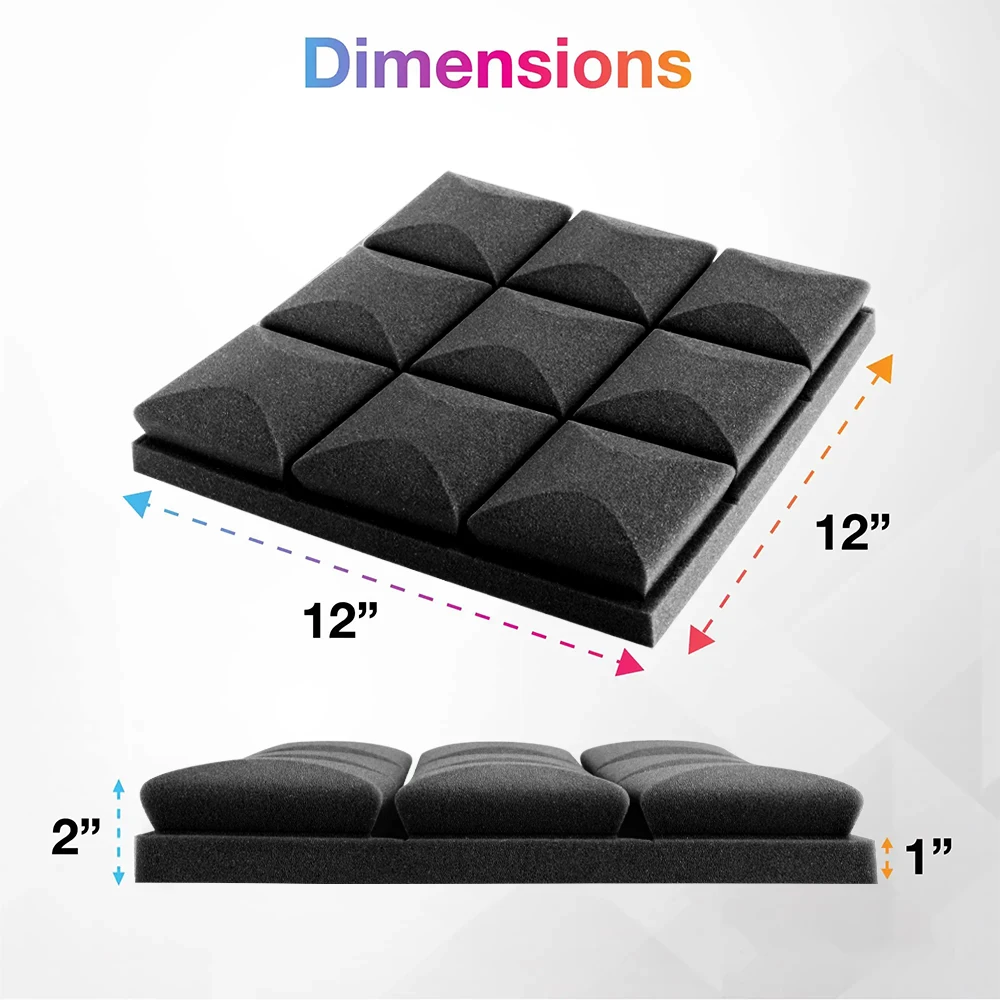 رغوة صوتية ممتصة للصوت، 12 قطعة من ألواح الحائط عالية الكثافة لامتصاص الصوت لتقليل الضوضاء وما إلى ذلك