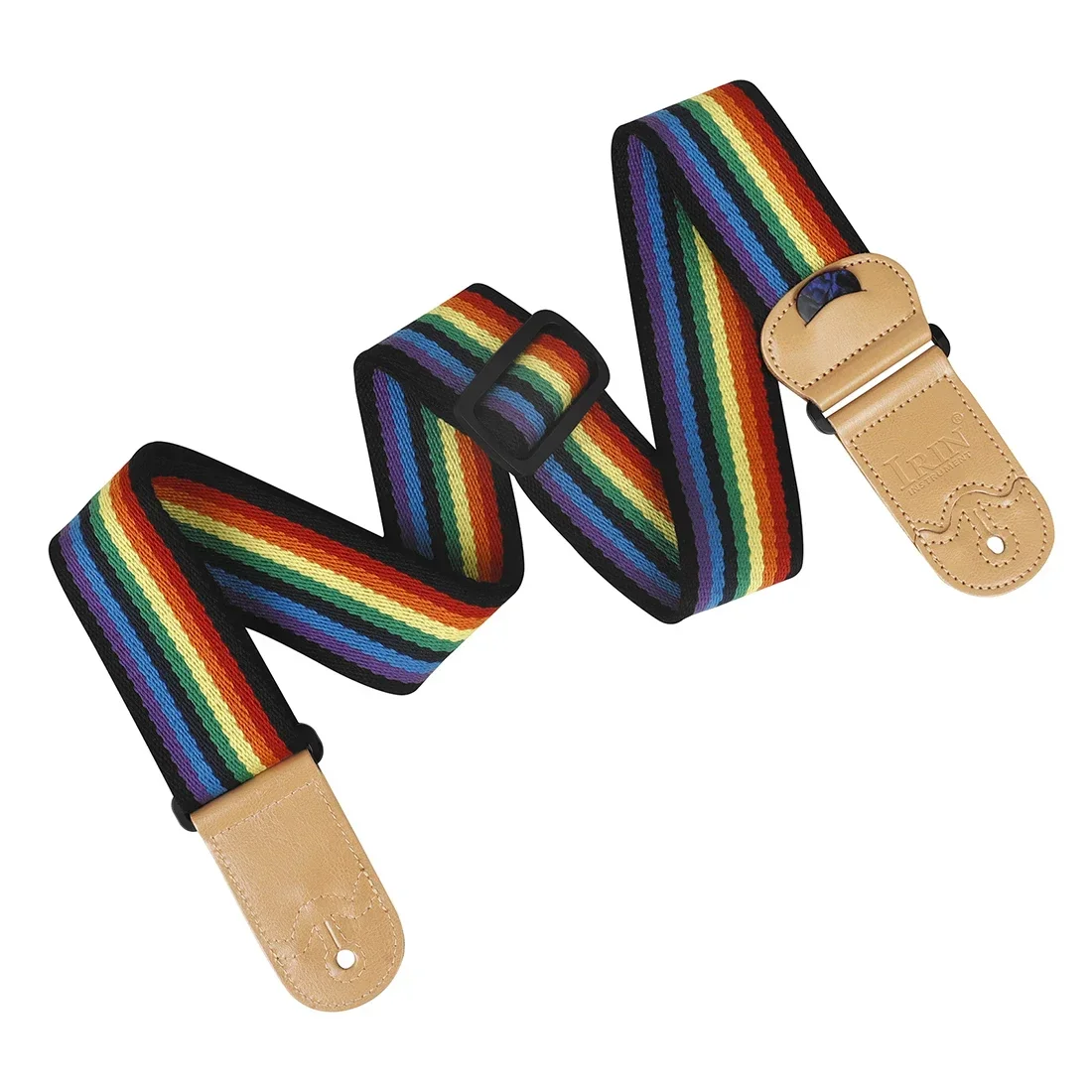 IRIN Universal Guitar Straps Shoulder Strap Rainbow Stripe Insertable Plectrum Electric Acoustic Guitar Bass Straps Accessories