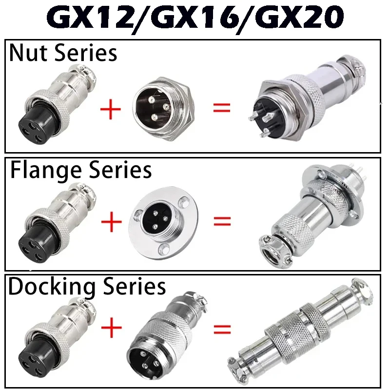 5/20 Pcs GX12 GX16 GX20 2 3 4 5 6 7 8 9 10 12 14 15 Pin Male&Female Docking Aviator Aviation Plug Socket Circular Connector