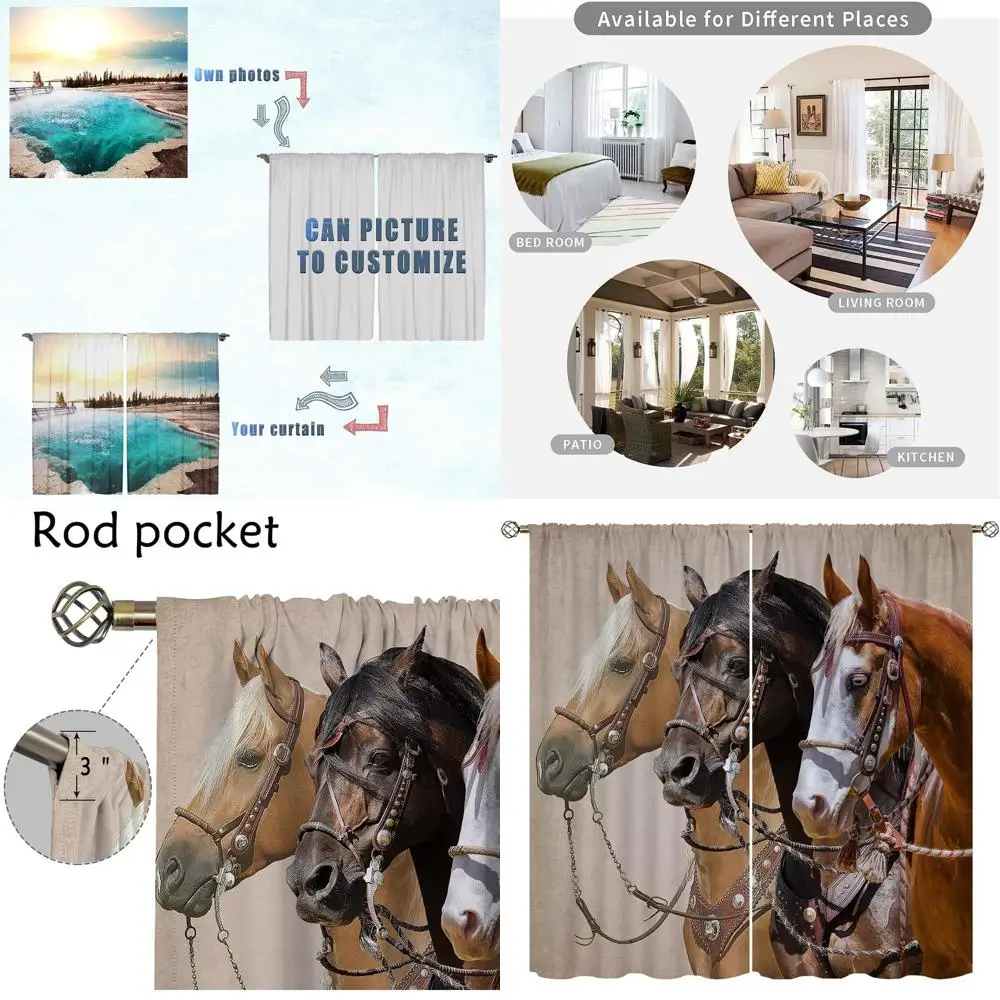 

Термоизолированные шторы с принтом лошади, 84 x 84, затемняющие оконные шторы для детских комнат и жилых помещений