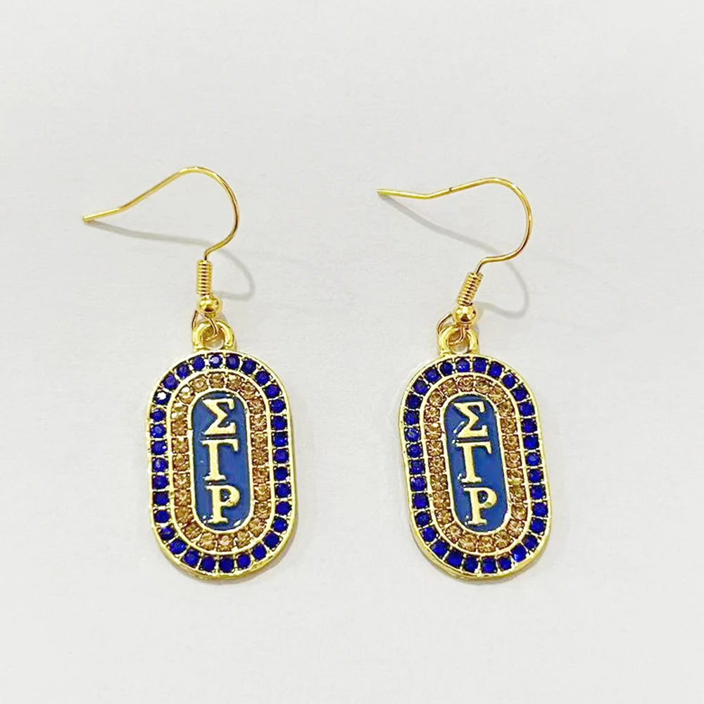 Sigma Gamma Rho Greek Logo Letter Oval Pendant Earrings