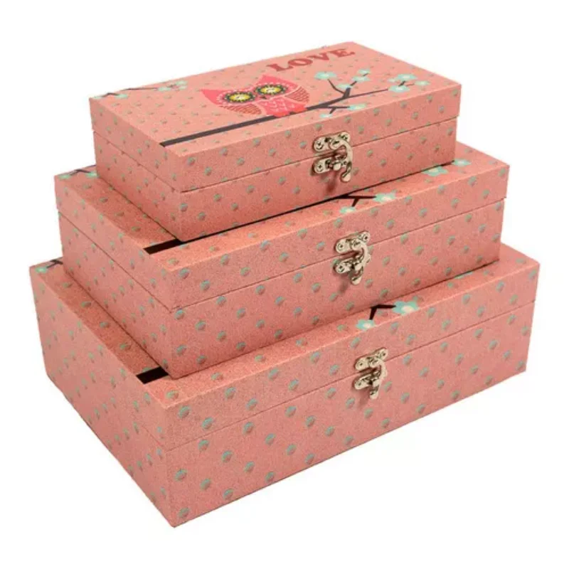 3 Organizing Boxes In Mdf  P, M, G Owl Rose Color Boxes, Boxes and Baskets Decorative Boxes