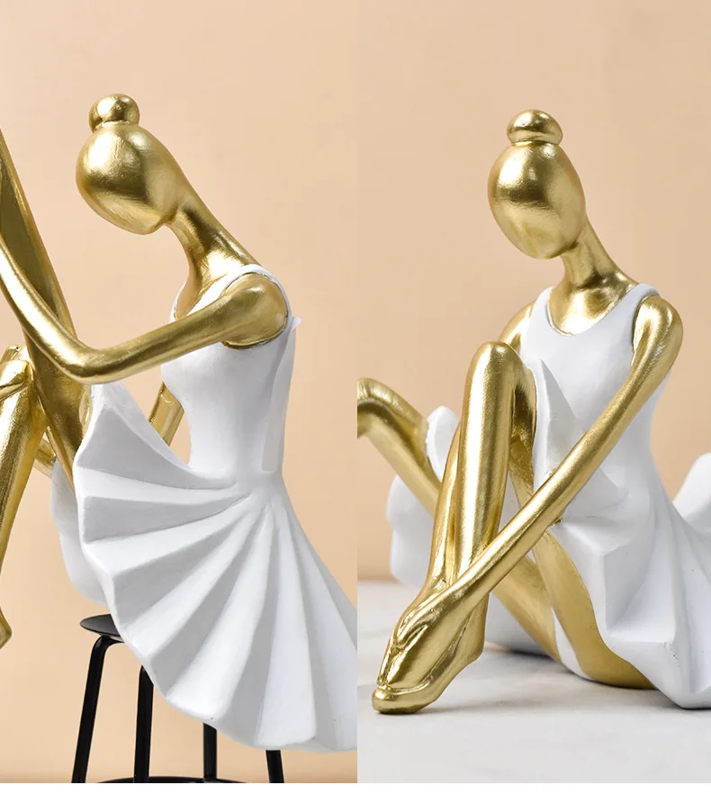 Modern Creative Ballet Dancer Girl Figure Resin Ornaments Children's Room Figurines Decoration Home Office Desk Sculpture Crafts