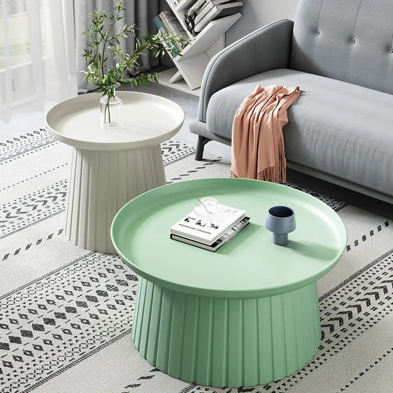 DSA cream wind transparent coffee table small apartment household sofa side bedroom plastic round side table