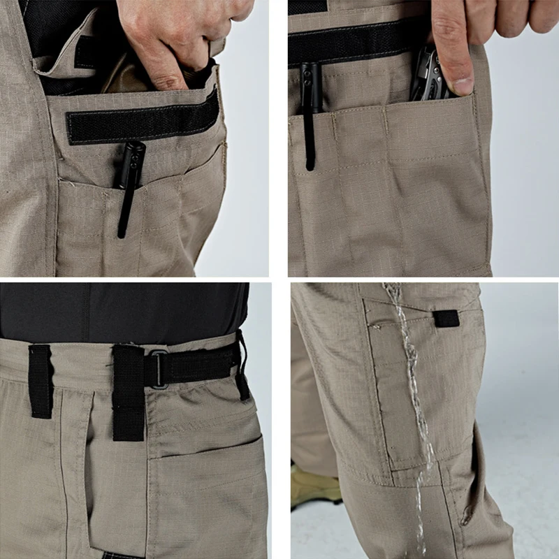 Pantalones Cargo tácticos para hombre, pantalón informal con múltiples bolsillos, impermeable, al aire libre para senderismo, resistente al desgaste, para entrenamiento, 2024