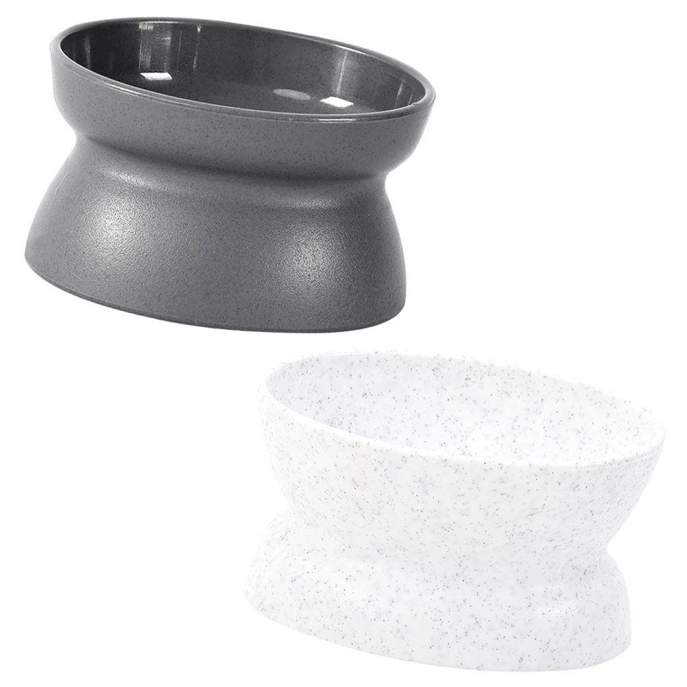 

2Pcs Pet Bowl Cat Feeder Kitten Food Bowl Slanted Design Easy Clean Anti Spill PP Material Dog Feeding Supplies