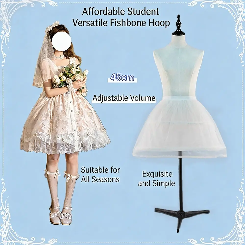 

Fashion A-Line Crinoline Petticoat Fluffy Crinoline White 2 Hoops Underskirt Short Ball Gown Petticoat Women Girls