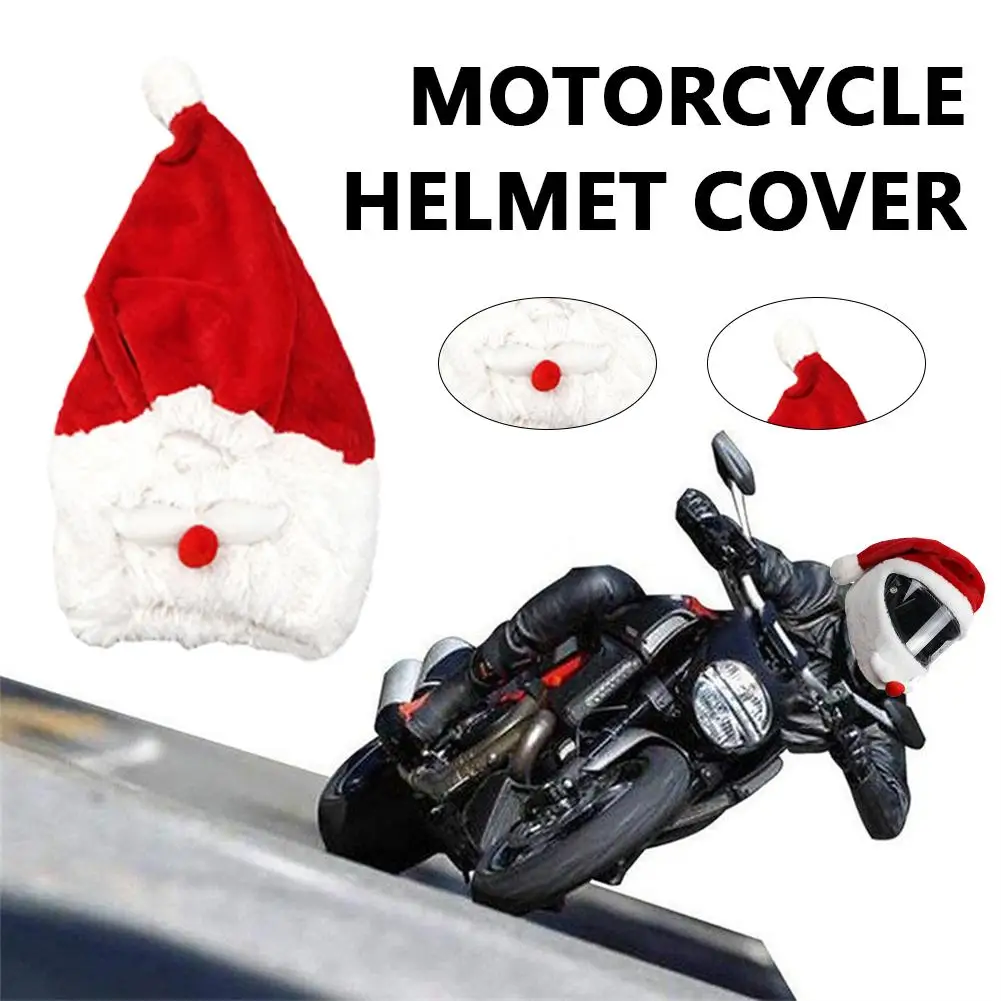 

Christmas Motorcycle Helmet Cover Santa Claus Plush Helmet Cap For Motorcycle Rider Christmas Party Decoration Accessories J4V8