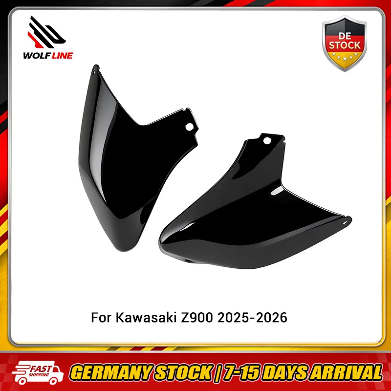 WOLFLINE Motorradkühler-Seitenabdeckung für KAWASAKI Z900 2025 2026 Motorrad-Tank-Seitenverkleidung Glänzend Schwarz
