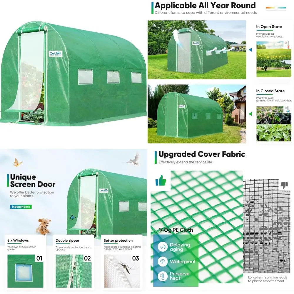 

Upgraded Outdoor Premium Greenhouse, 10x6.6x6.6FT, Portable Heavy Duty Frame, Large Garden Plant Hothouse