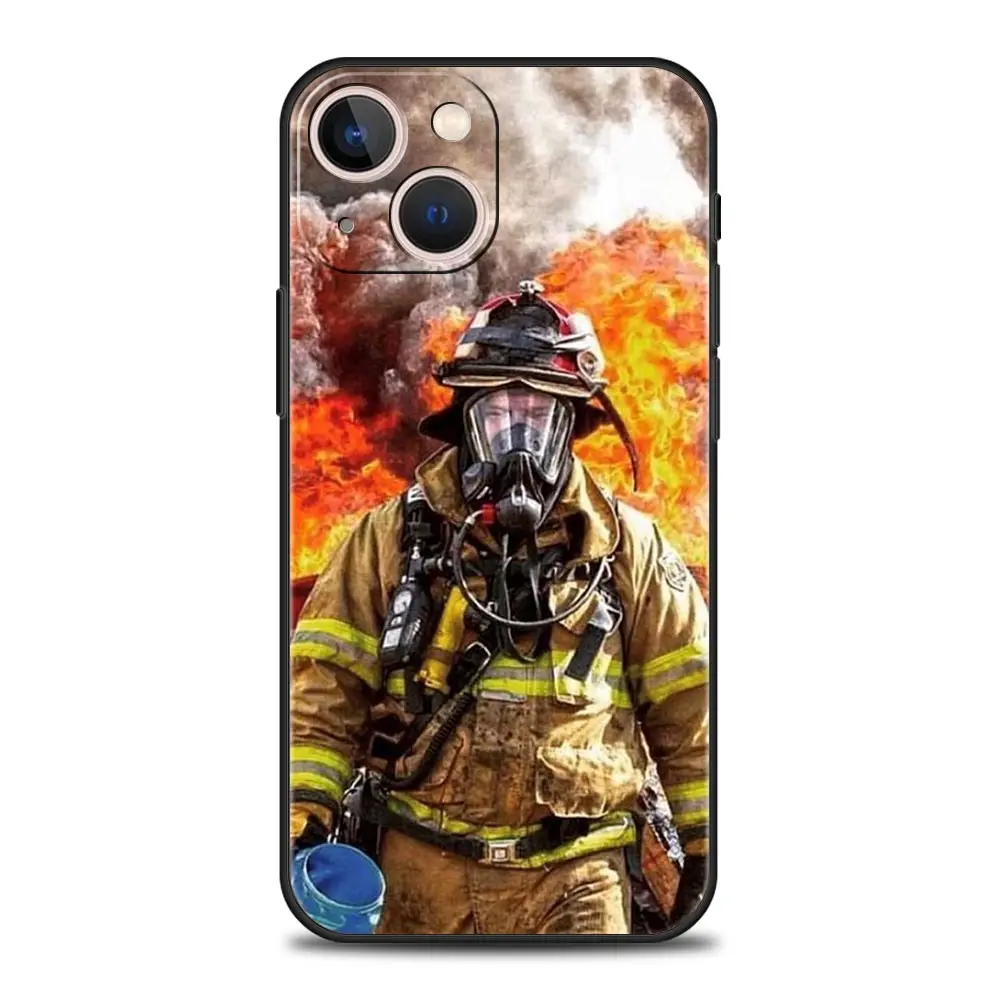 Firefighter Heroes Fireman Luxury Protection Soft Phone Case For iPhone 13 15 14 12 11 Pro MAX XR X SE XS 7 8 Plus Full Cover