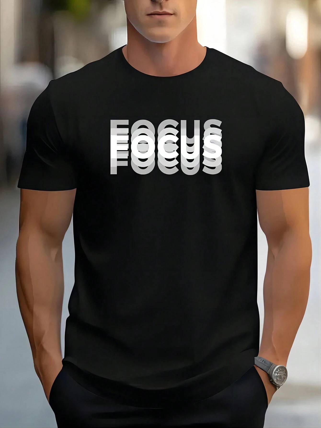 Focus Men Cotton T-shirt Luxury Brand Fashion Big Size Top Casual Short Sleeve Streetwear Classic Print New Arrival Tee S-4XL