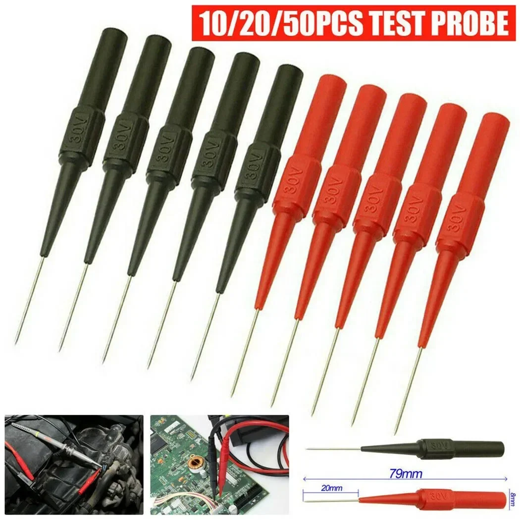 2/10 PCS Insulation Piercing Needle Non-destructive Multimeter Test Probes Red/Black 30V For Banana Plug