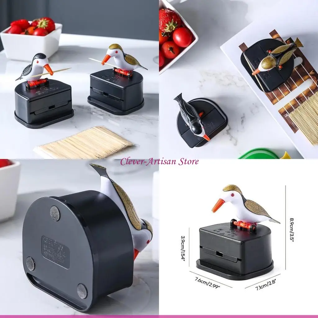 

E06B Little-Bird Toothpick Dispenser Funny Push-type Toothpick Bird Holder Press Type Toothpick Holder-Case for Home