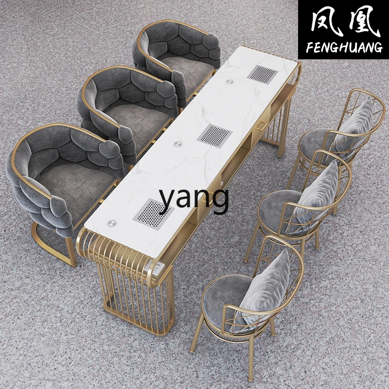 CX Light Luxury Nail Table with Socket Vacuum Cleaner Single Double Three-Person Marble Nail Table