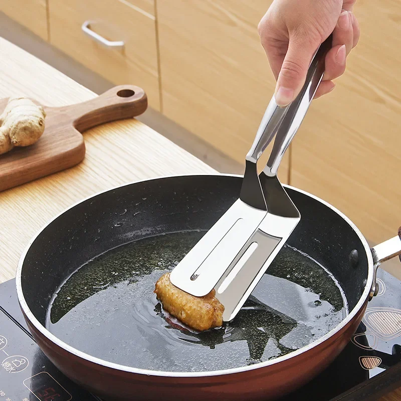 

Stainless Steel Frying Shovel Clip Multifunctional Steak BBQ Tongs Frying Fish Spatula Clip Household Kitchen Tool Bread Clip