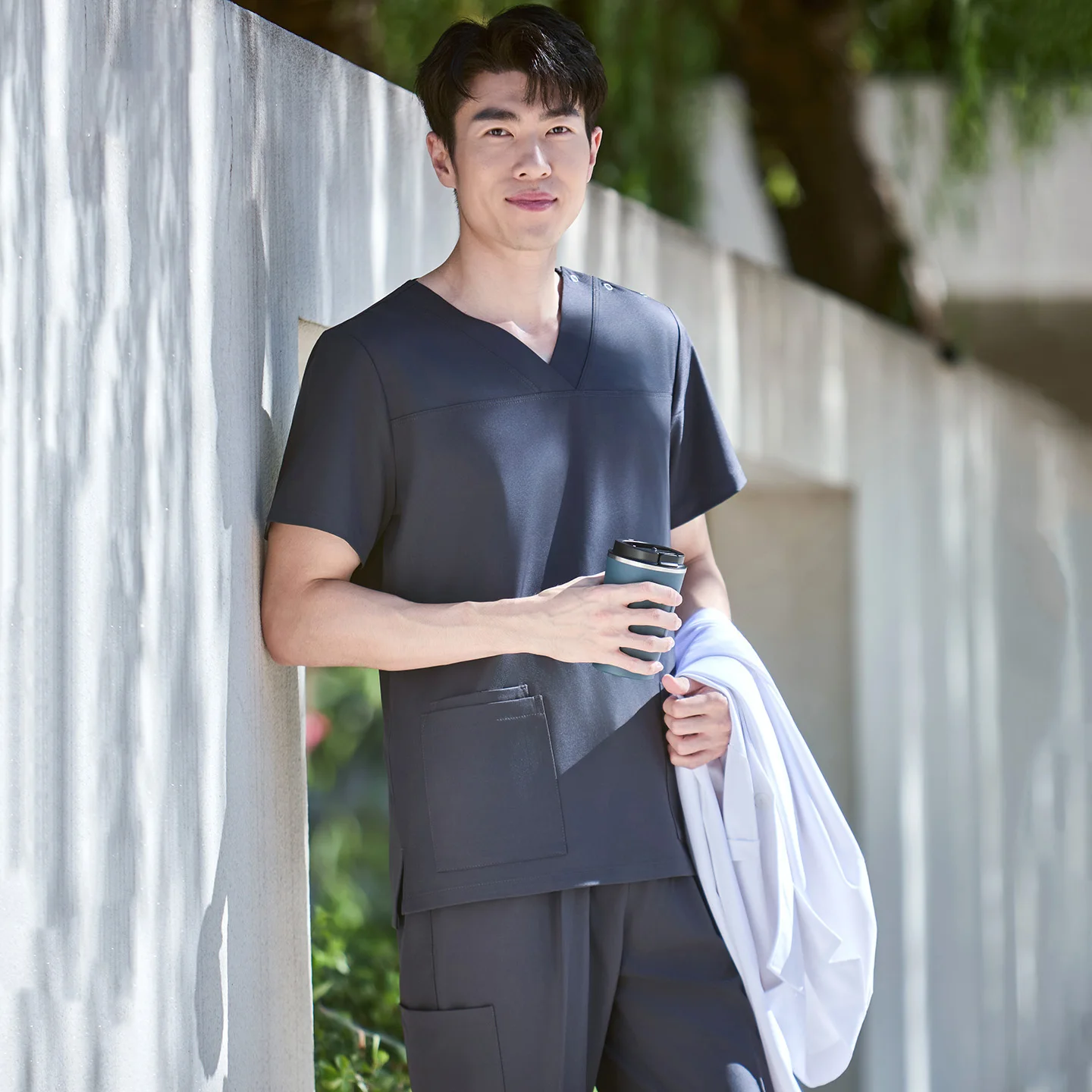 Stretch Nursing Uniform for Men Lab Hospital Medical Outfits Durable Breathable Top Pant Scrubs Suits 9505-07