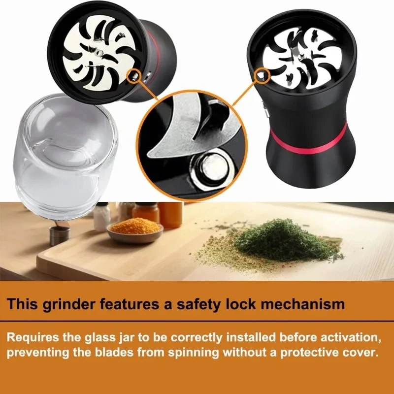 LTQ Electric Herb Grinder With Glass Storage Jar Tobacco 1100mAh Battery Rechargeable Herbal Grinders For Smoking Accessories ﻿