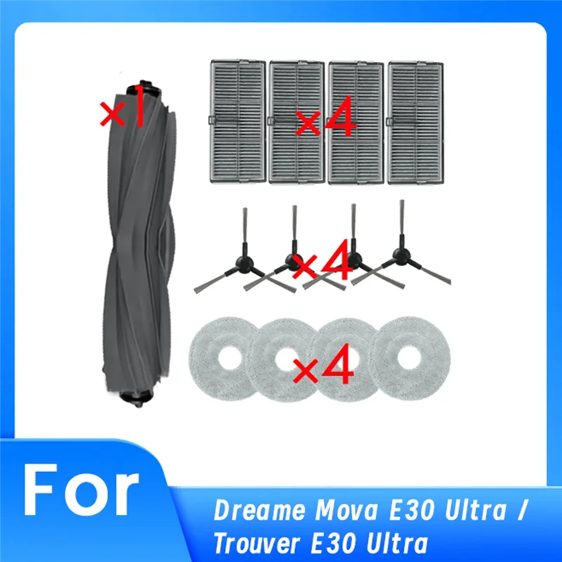 

A08I 13 Pcs For Dreame Mova E30 Ultra / Trouver E30 Ultra Sweeping Robot Cleaner Parts Replacement Main Side Brush Mop Filter Se