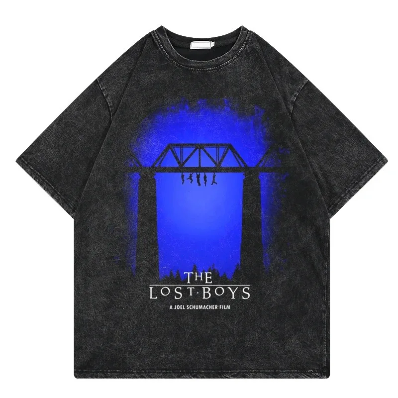 The Lost Boys Vintage Washed Tshirts Men Women 100% Cotton T-Shirt Crewneck Santa Carla Vampires Film Tee Shirt Short Sleeve