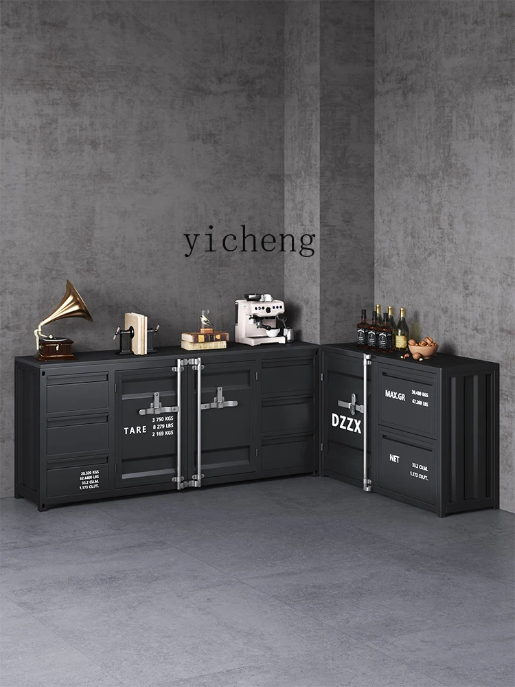 ZF side cabinet industrial wind wrought iron restaurant wine bucket cabinet storage heavy storage cabinet