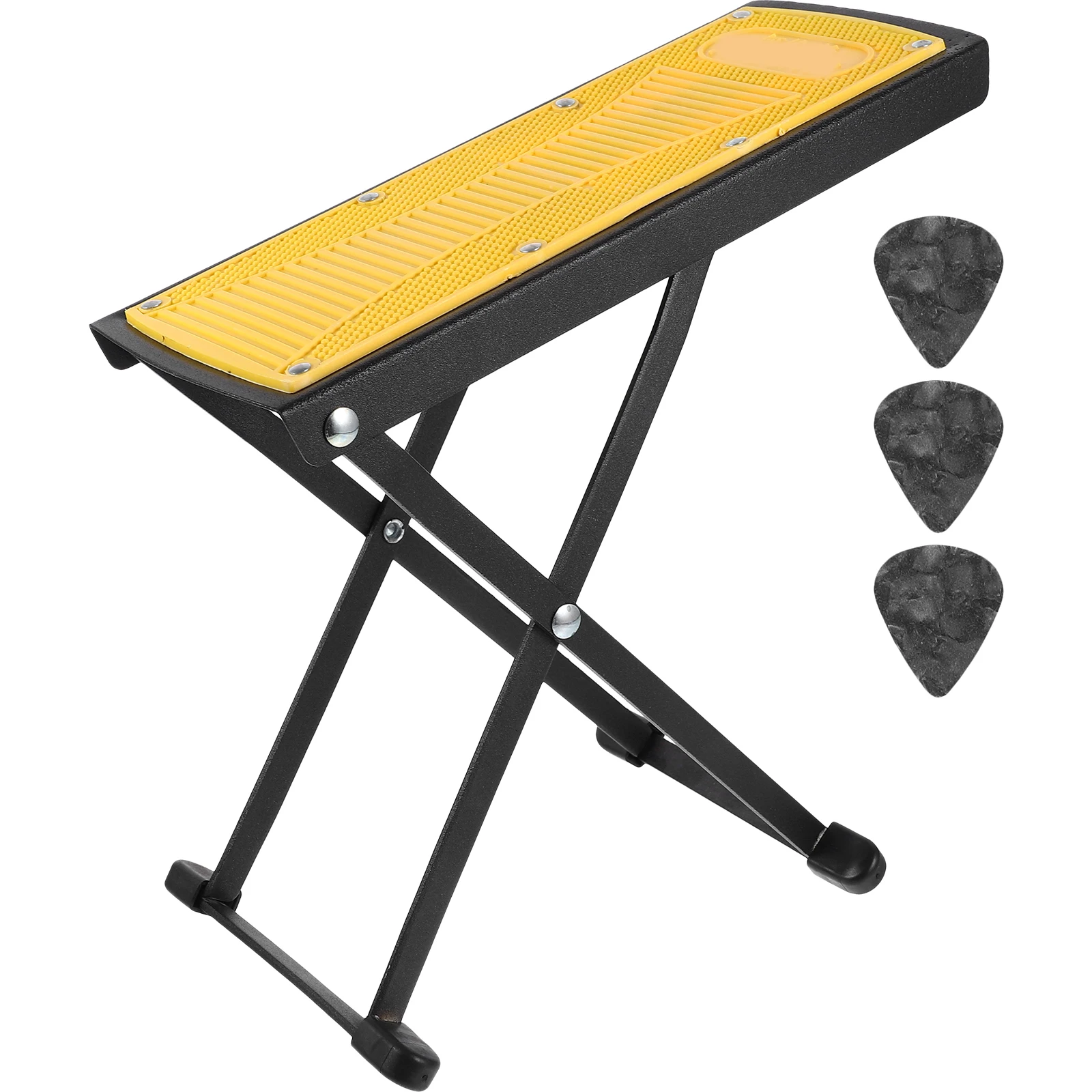 

1pc Metal Guitar Pedal Footstool Folding Adjustable Foot Rest for Classical Folk Guitars Portable Performance Accessory Black