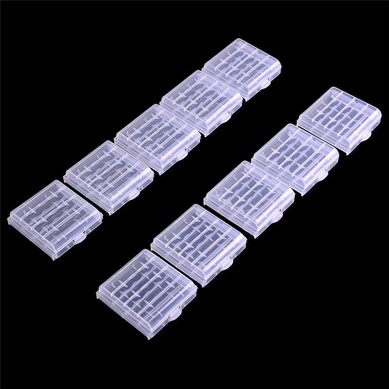 10pcs 4 Slots AA AAA Plastic Battery Holder Storage Box Battery Case Cover for AA AAA Rechargeable Battery Container Organizer