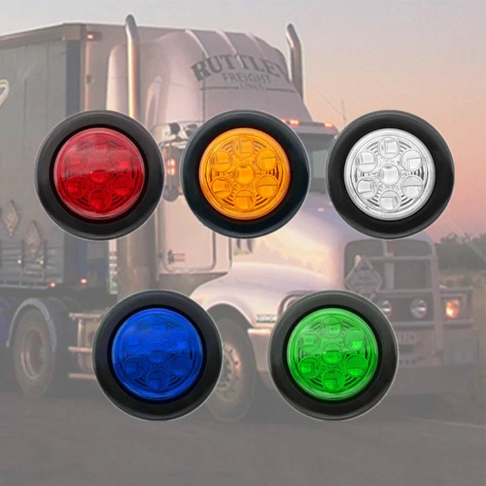 Truck Side Lights 12V 24V Trailer Clearance Lights 7 LED Marker Lights Round Rear Light Yellow Red White