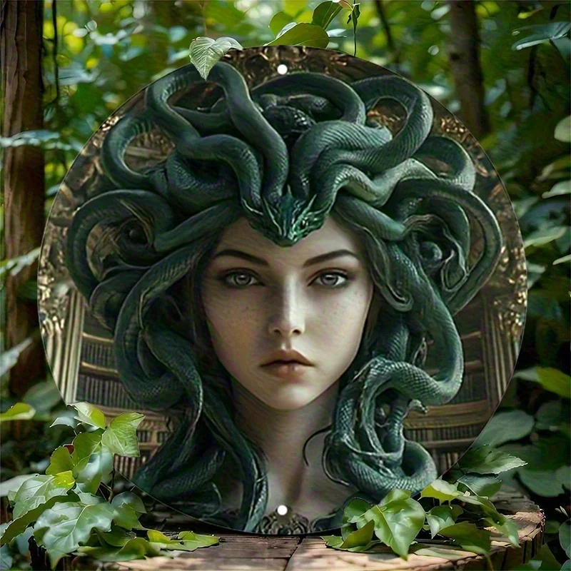 Medusa Snake Hair Greek Mythology Tin Sign - Vintage Durable Metal Plaque Wall Decor, Gothic Dark Art Home Bedroom Wall Art