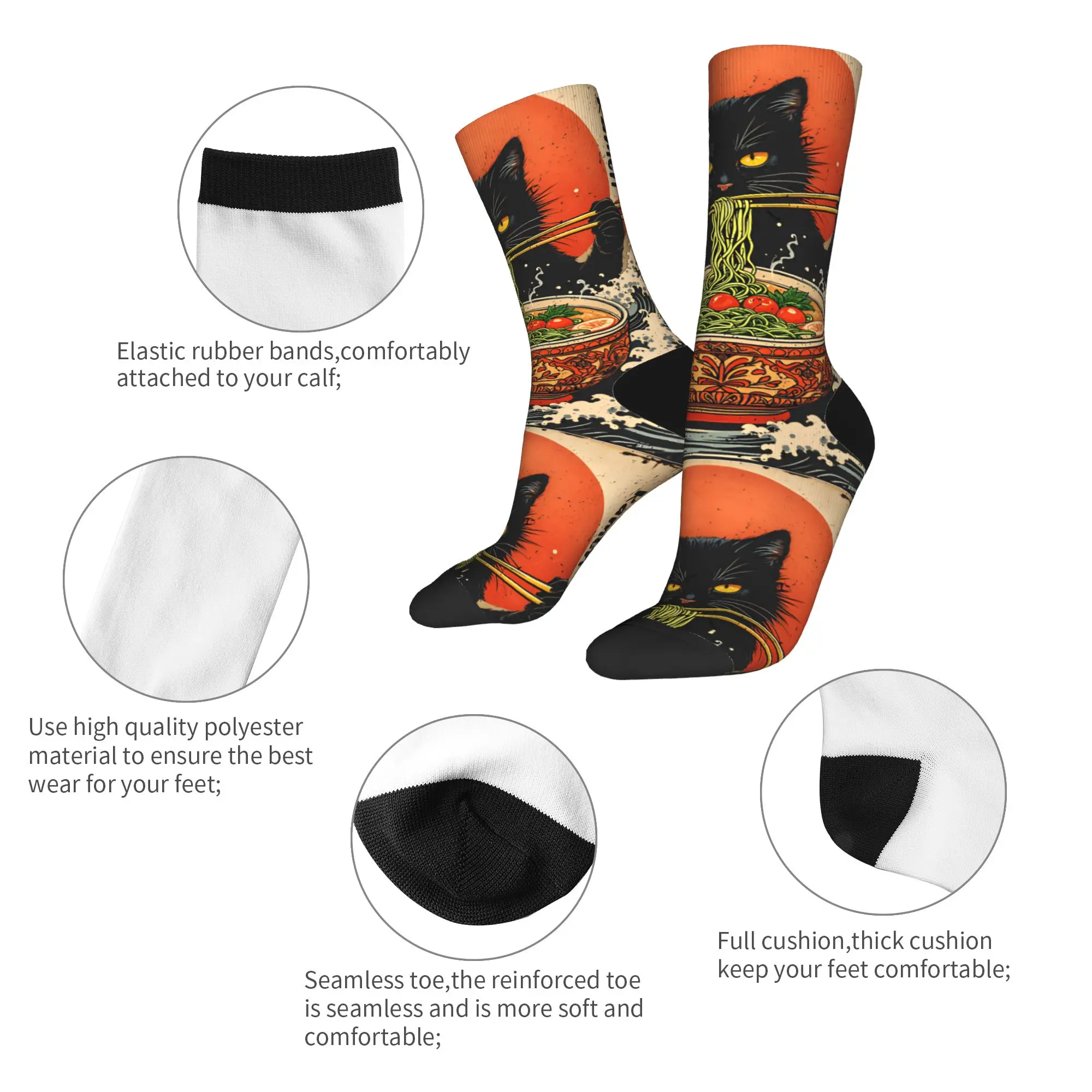 ถุงเท้าลายการ์ตูนแมวแอนิเมะน่ารัก สไตล์ญี่ปุ่น ถุงเท้าแฟชั่น ถุงเท้าคู่รัก ถุงเท้านุ่มอุ่นสำหรับฤดูหนาว ถุงเท้าลายกราฟิกกันลื่นสำหรับปีนเขา ของขวัญ