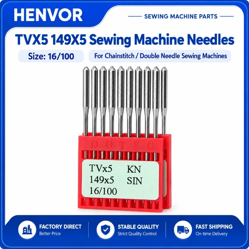 HENVOR TVX5 149x5 Sewing Machine Needle for Double-Needle Chainstitch and Buried Clip Sewing Machine Replacement Parts