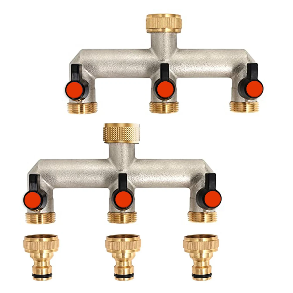 

Разветвитель для шлангов на 3 устройства с регулировкой потока воды, для наружного использования, 3-ходовой, с индивидуальными шаровыми кранами, прост в эксплуатации